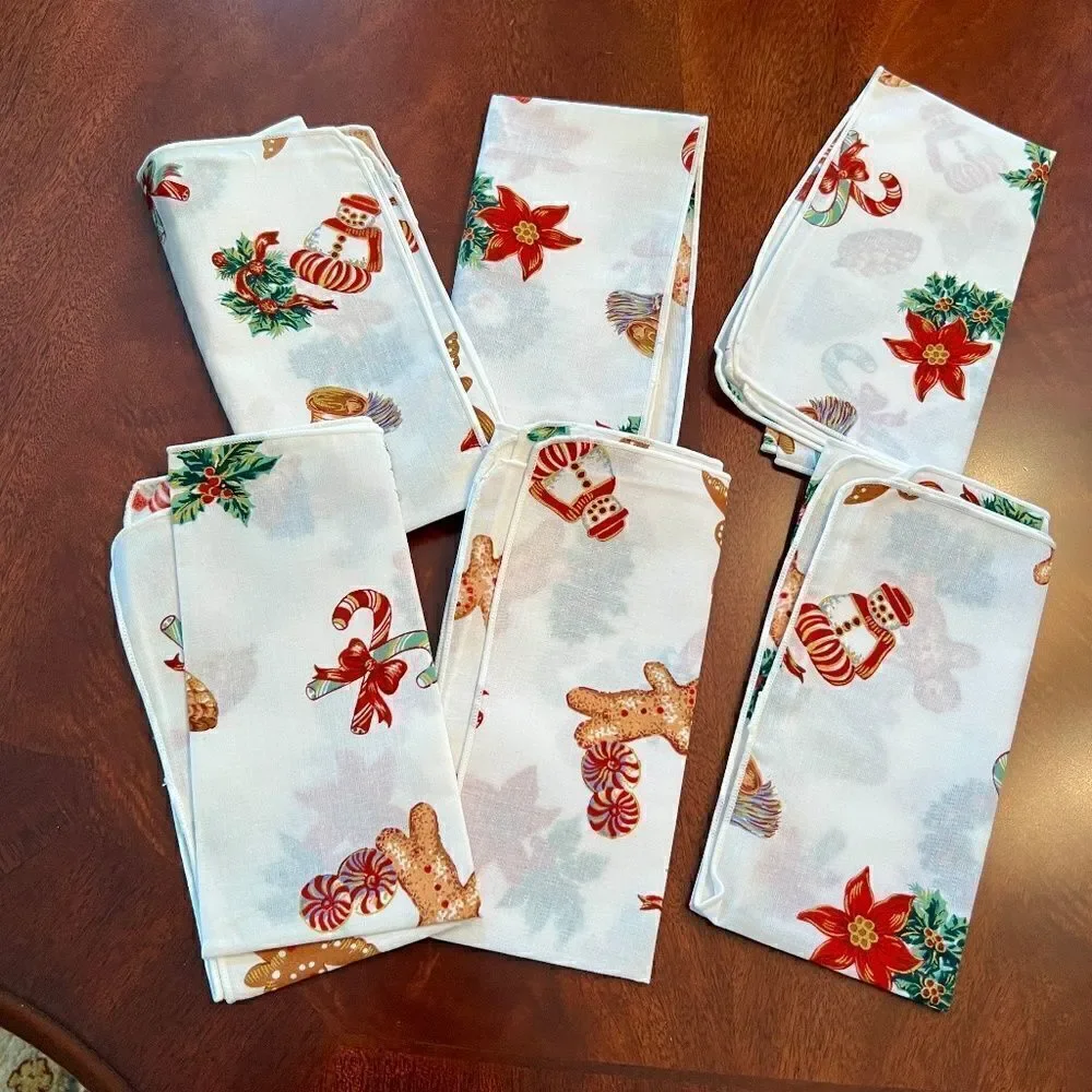 NEW Vintage Christmas Holiday‎ Cloth Napkins Set of 6